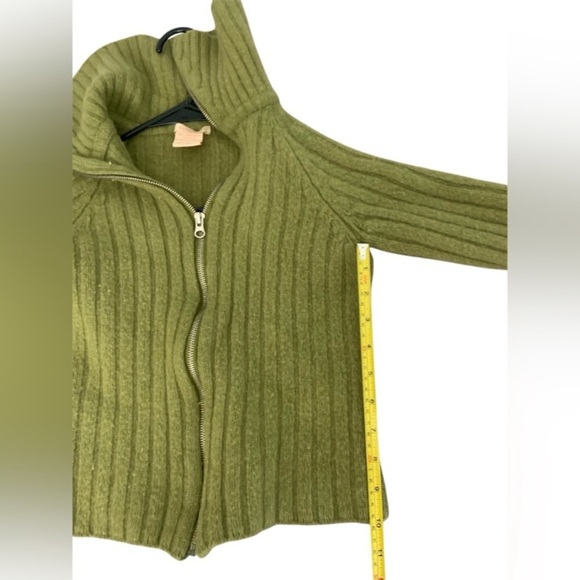 Y2k 100% Lambswool Mini Cropped Zip-up Sweater - Picture 8 of 8